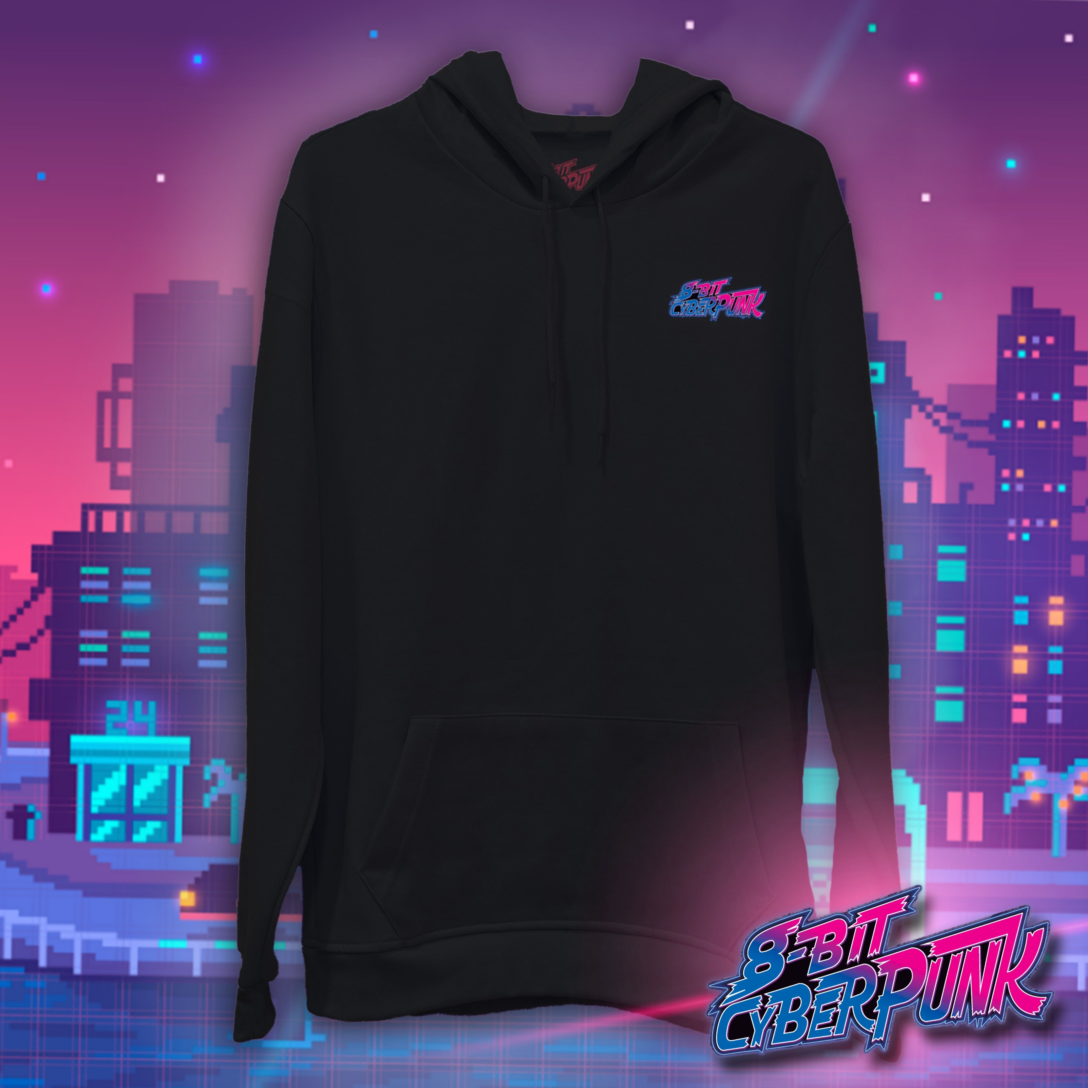 8 Bit Cyberpunk City Hoodie Unisex