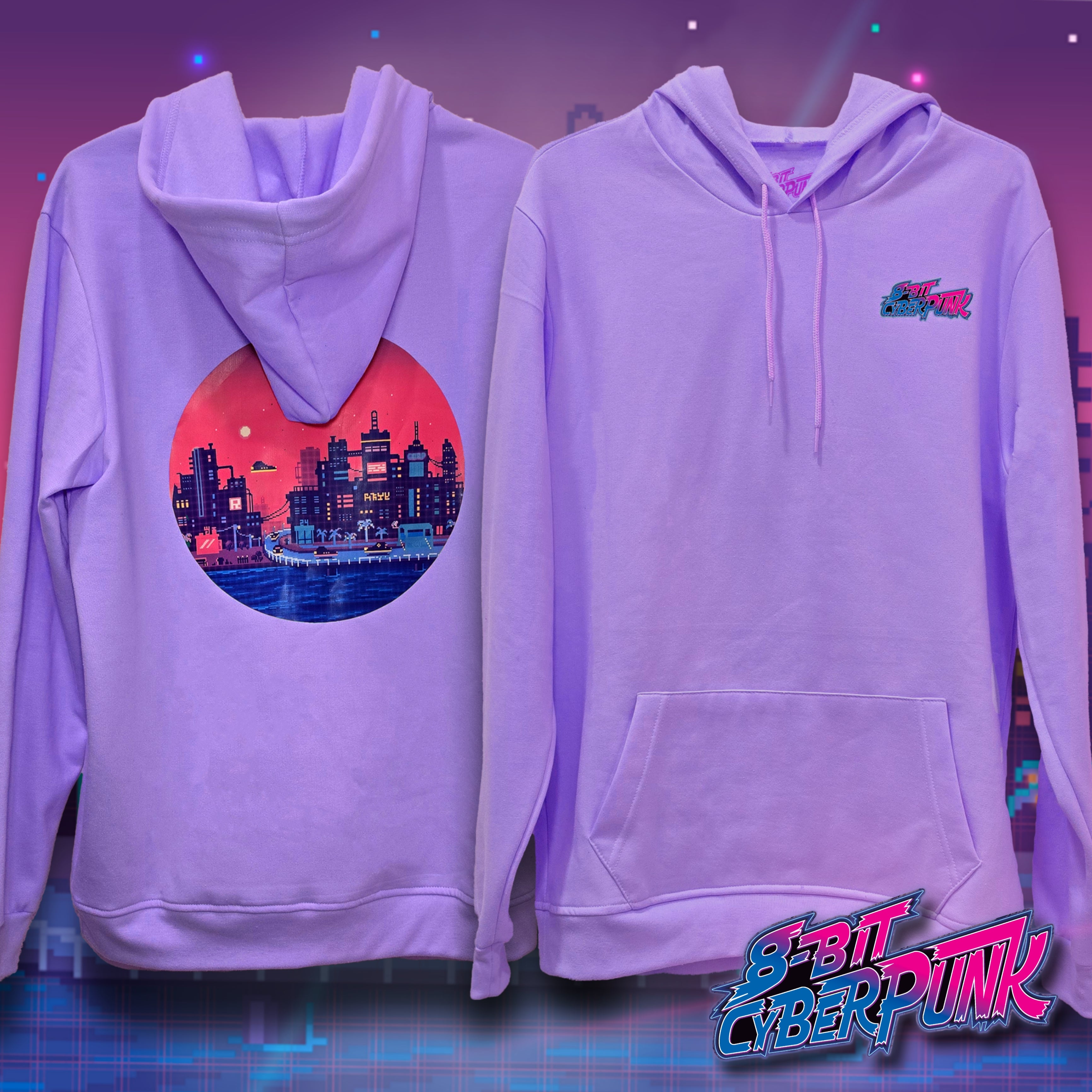 8 Bit Cyberpunk City Hoodie Unisex